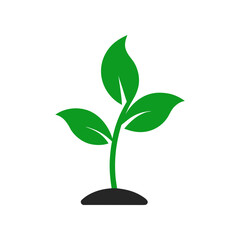 Minimal young plant silhouette vector clean nature eco growth agriculture seedling icon