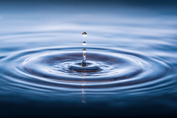 Perfect Water Drop Impact Creating Concentric Ripples