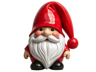 Adorable christmas gnome figurine isolated on transparent background