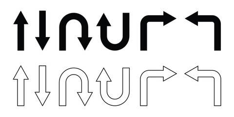 Dynamic arrow icons representing direction change, progress, and navigation choices for business and design projects