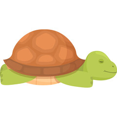 Cartoon Green Turtle with Orange Shell Sleeping Peacefully with Eyes Closed and Transparent Background Detailed Pixel Art