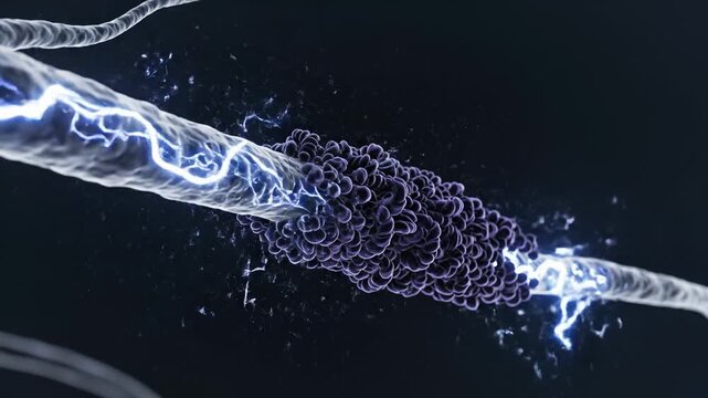 Damaged Neuron Receives Repairing Electric Pulses Animation