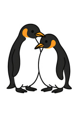 Obraz premium Two Penguins Standing Together on White Background