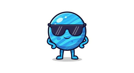 Cartoon planet with sunglasses and arms akimbo