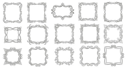 Obraz premium Collection of 12 ornate decorative borders and frames in gray