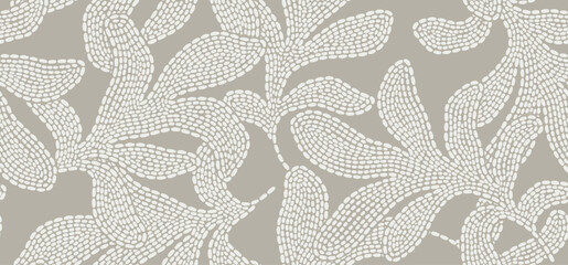 Abstract leaves seamless pattern with dotted style. © andin