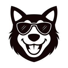 Happy Dog Face with sunglasses Vector art  illustration