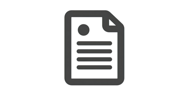 Document icon with simple paper sheet symbol representing digital file data and office information element isolated on white background