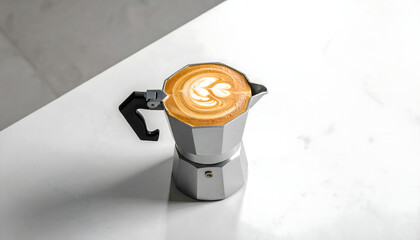 Brewing a Delicious Coffee Moka Pot on White Background