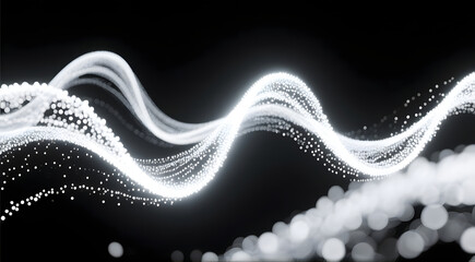 Dynamic wave of glowing light particles creating an abstract digital flow concept