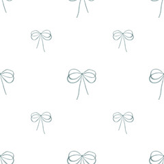 Hand-drawn seamless pattern with bows on transparent background. Ideal for wallpaper, fabric, stationery, and minimalist gift design.