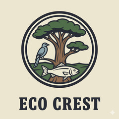 Nature Eco Crest Logo Vector Illustration