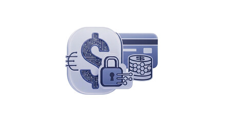 Secure digital finance transactions with currency symbols and padlock