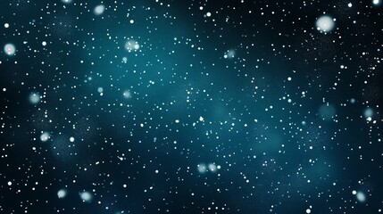 Fototapeta premium A Tranquil Winter Wonderland with Snowfall, Twinkling Lights, and Soft Blue Hues in the Background