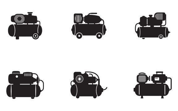 set of air compressor icon silhouette vector illustration design
