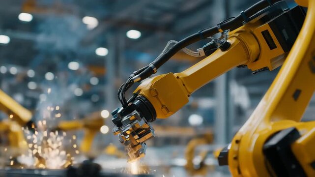 Close-up of robotic systems assembling refrigerator doors and internal compartments, emotion of meticulous craftsmanship and technological control visible, representing advanced industrial