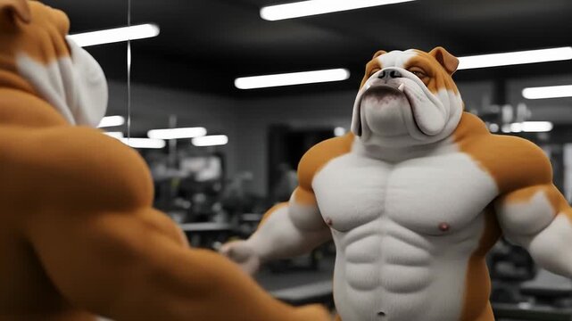 Buff Bulldog's Gym Selfie: A Hilarious 3D Animation