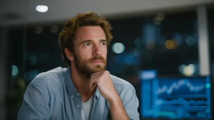 Crypto enthusiast checking mining statistics on a holographic screen beside GPU servers, emotion of optimism visible, illustrating real-time blockchain analytics, smart investment strategy, and