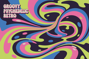 Psychedelic Groovy Waves Background – Vibrant 70s Abstract Art