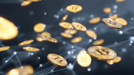 Digital artwork of Bitcoin, Ethereum, and other coins floating in a glowing network, emotion of fascination and innovation visible, symbolizing cryptocurrency ecosystems, blockchain technology - Powered by Adobe