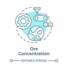 Obraz premium Ore concentration soft blue concept icon. Separating metal compounds from gangue. Stage of metallurgical process. Round shape line illustration. Abstract idea. Graphic design. Easy to use in
