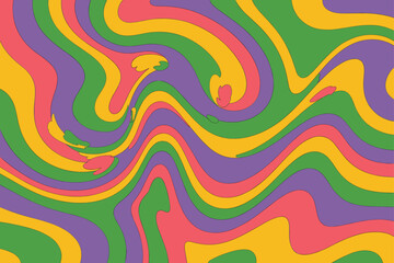 Psychedelic Groovy Waves Background – Vibrant 70s Abstract Art