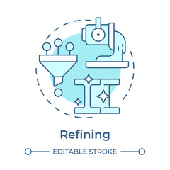 Refining soft blue concept icon. Purification of metal. Removing remaining impurities. Stage of metallurgical process. Round shape line illustration. Abstract idea. Graphic design. Easy to use in