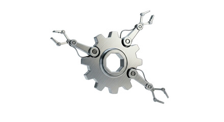 Robotic gear with mechanical arms automation industry technology concept
