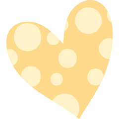 Yellow Heart Shape with Cream Polka Dots on Transparent Background Symbolizing Love Romance and Valentines Day Celebration