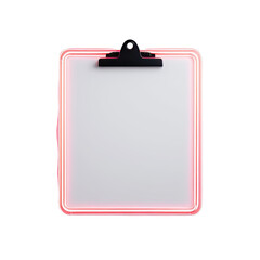 Neon-edged blank clipboard on black background