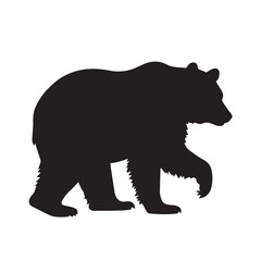 Fototapeta premium Bold black bear silhouette walking in profile. Simple vector graphic icon of a wild animal with a lifted paw 