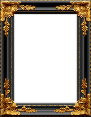 beautiful ornate realistic gilded gold black picture painting frame upright portrait vector isolated on transparent background © Marty's Art