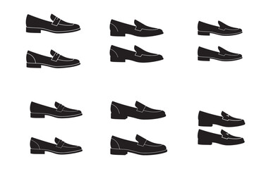 set of Loafer Shoe icon silhouette vector illustration design
