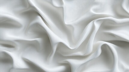 Fototapeta premium Elegant white silk fabric with soft waves and flowing texture background