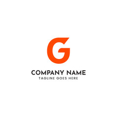 Modern orange letter g logo design company name tagline vector illustration
