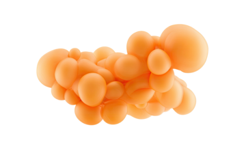Orange bubbles cluster, connected and organic, on a black backdrop