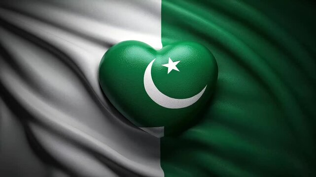 Pakistan flag forming heart shape