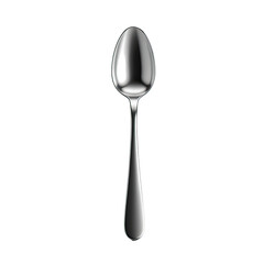 Gleaming silverware spoon, solitary, isolated against a solid black backdrop