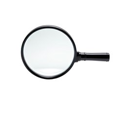 Overhead studio shot of a magnifying glass against a dark background