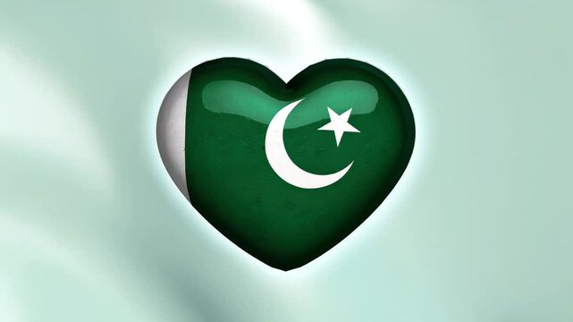 Pakistan flag heart shape rotating slowly