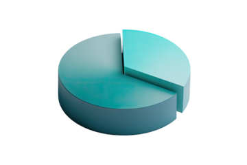 Blue pie chart segment pulled out, isolated against black background