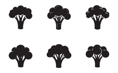Obraz premium set of broccoli vegetable icon silhouette vector illustration design 