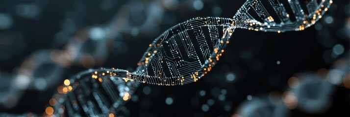 Abstract Digital Background Featuring DNA Double Helix and Circuit Board Technology Concept