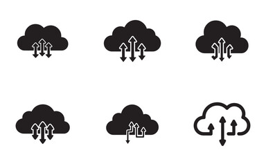 Obraz premium set of Cloud computing icon silhouette vector illustration design 