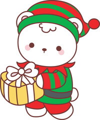 Coloring pages of Illustration of cute bear winter icon.