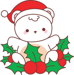 Illustration of cute bear winter icon.