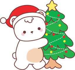 Illustration of cute bear winter icon.