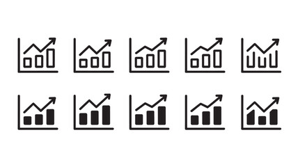 Fototapeta premium Set of growth chart icons simple line and solid vector design for business and finance presentations