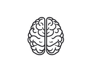 Fototapeta premium A simple black line art illustration of a human brain, symmetrical outline with smoot 