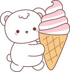 Illustration of cute bear winter icon.